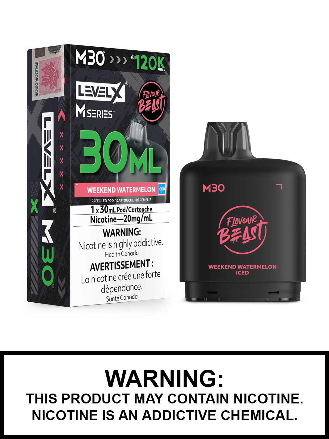 Weekend Watermelon Iced Level X M Series Pods, M30 Pod 120K Puffs
