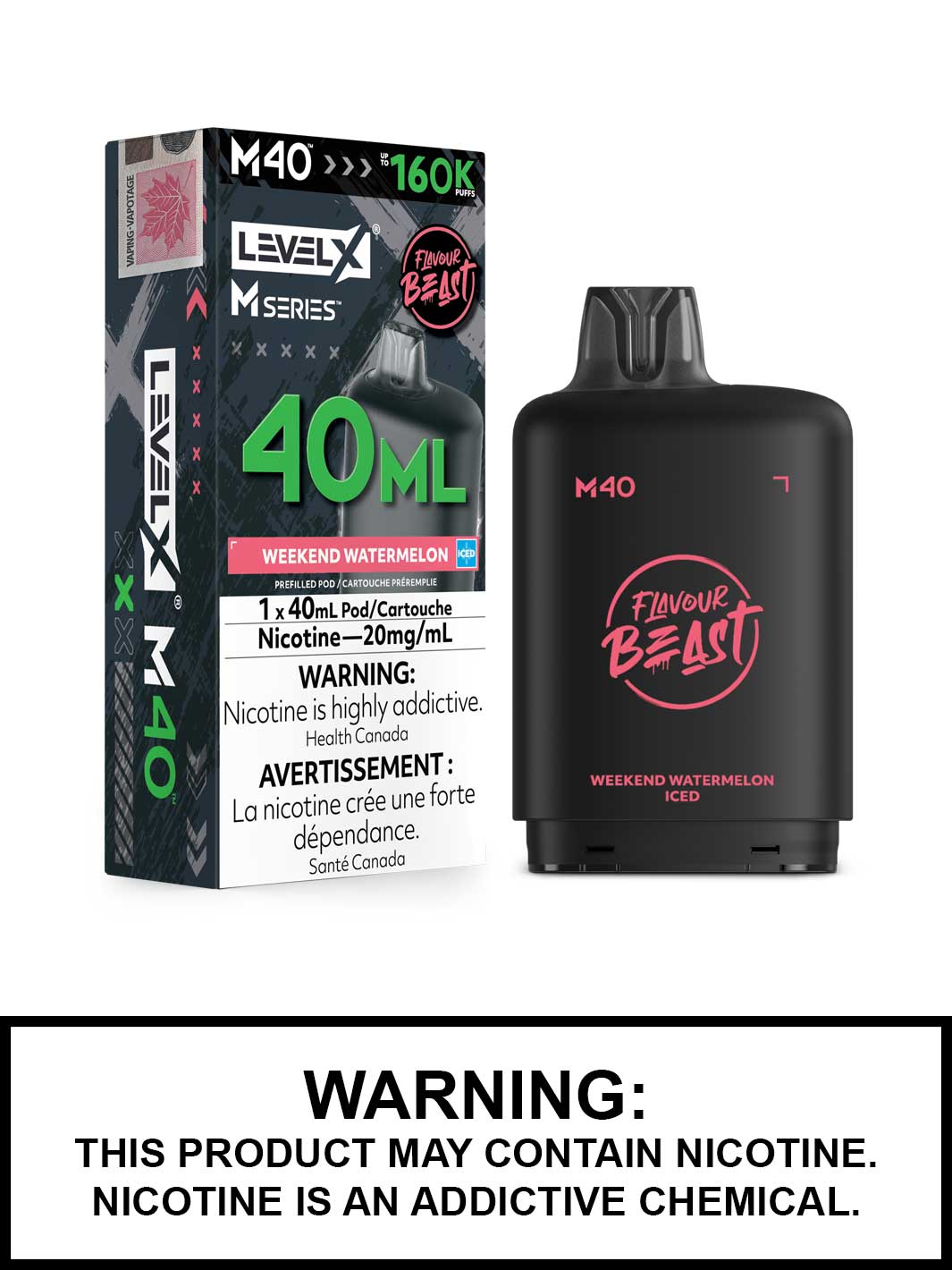 Weekend Watermelon Iced Level X M Series Pods, M40 Pod 160K Puffs