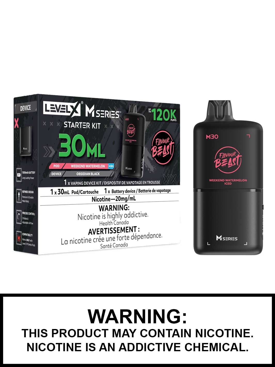 Weekend Watermelon Iced Level X M Series Starter Kit, M30 120K Puffs