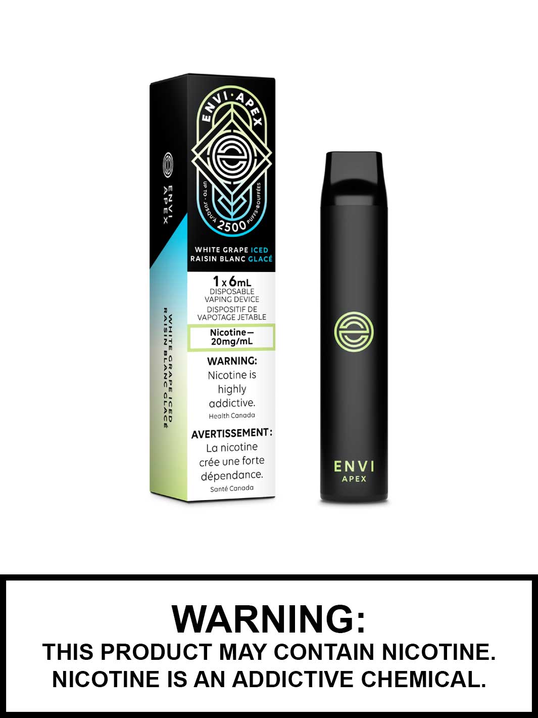 White Grape Iced Envi Apex Disposable Vape, 2500 Puffs