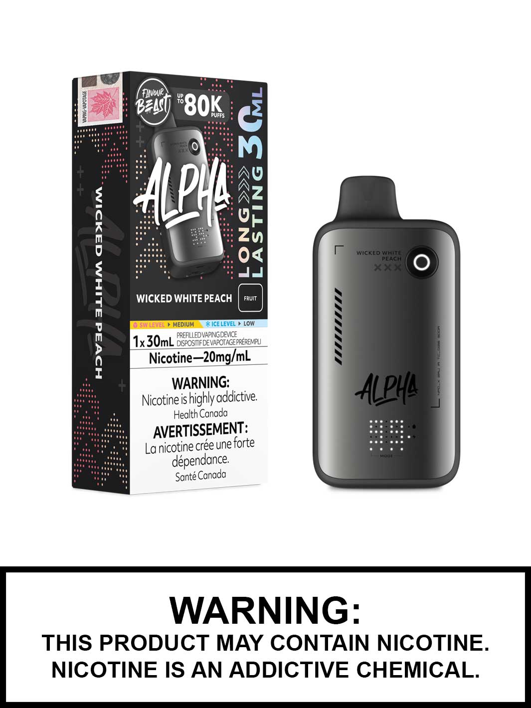 Wicked White Peach Flavour Beast Alpha 80K Disposable Vape