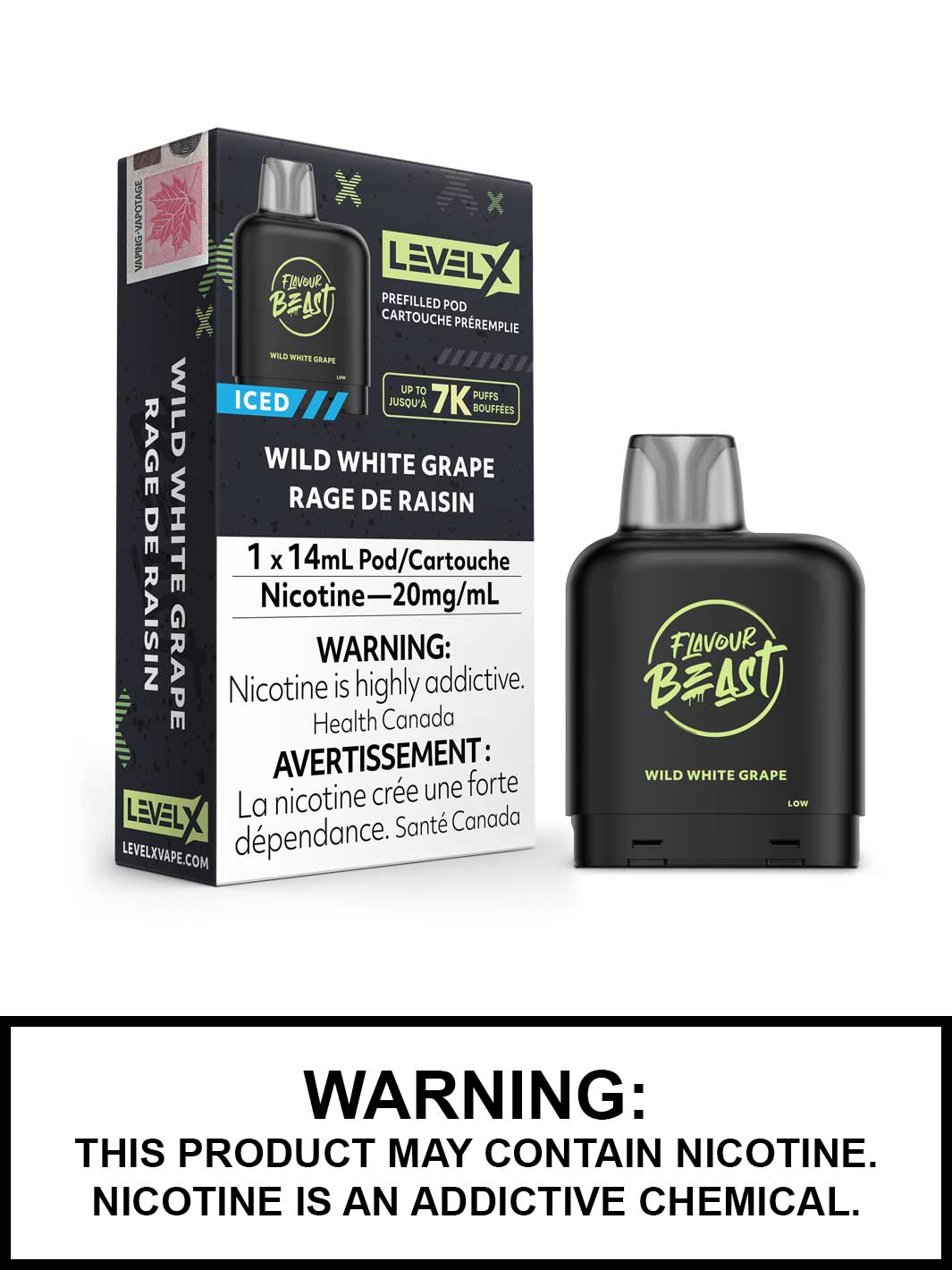 Wild White Grape Iced Level X Flavour Beast Pods, Vape360 Canada