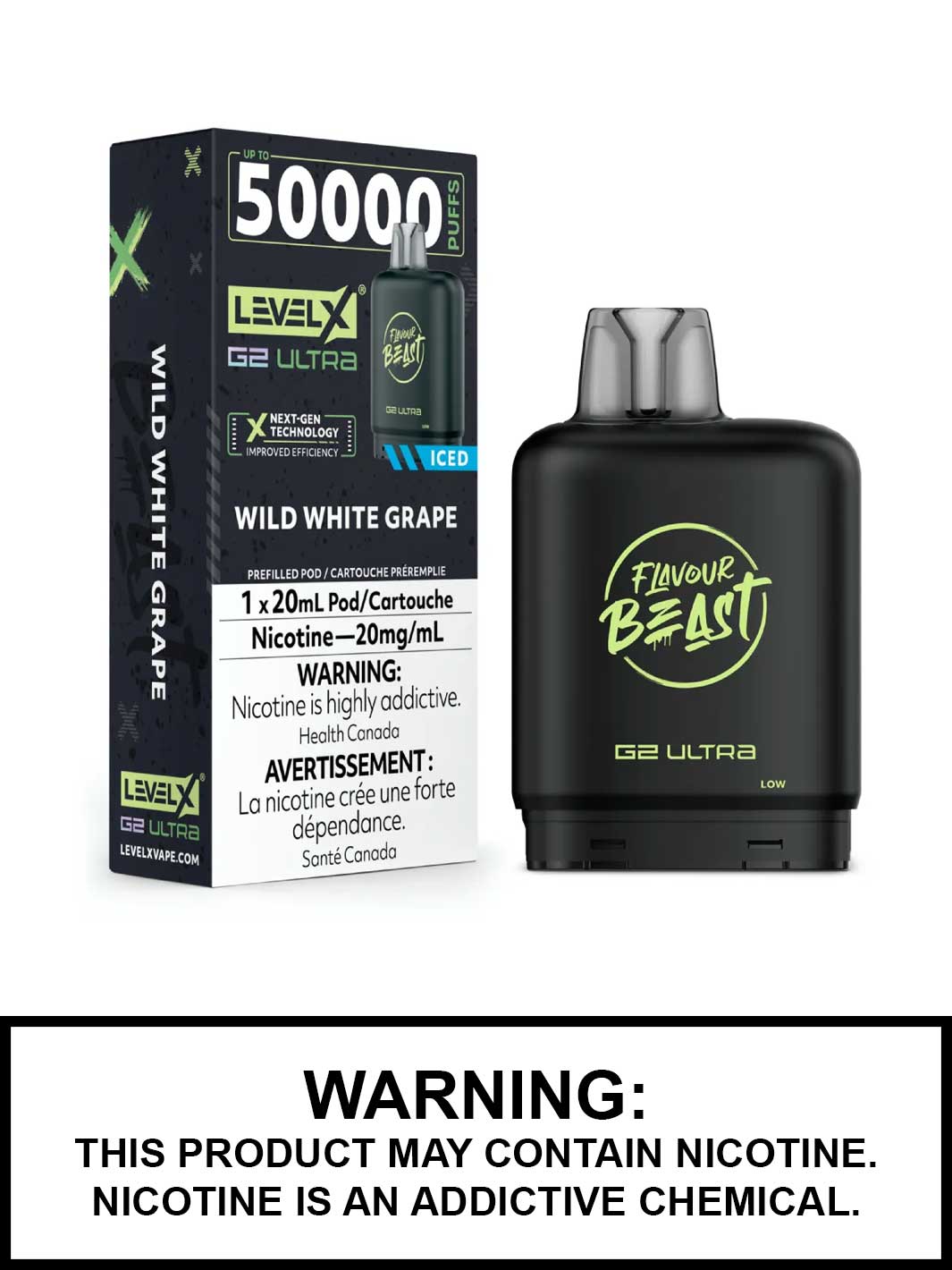 Wild White Grape Iced Level X G2 Ultra Pods, Level X Vape, Flavour Beast Flavours, Vape360 Canada