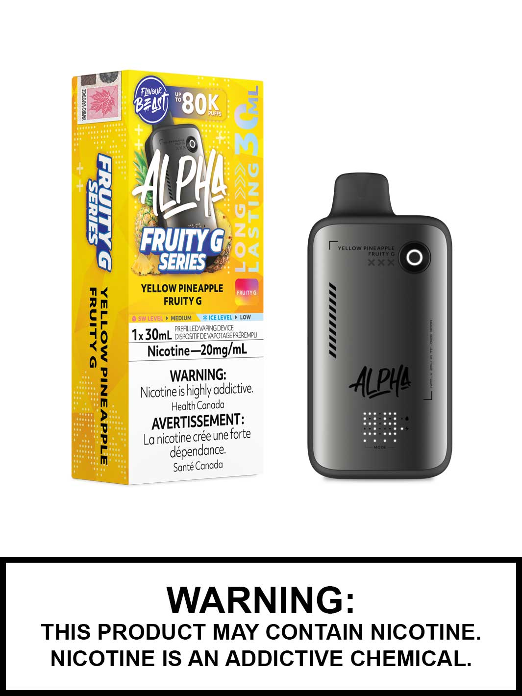 Yellow Pineapple Fruity G Flavour Beast Alpha 80K Disposable Vape