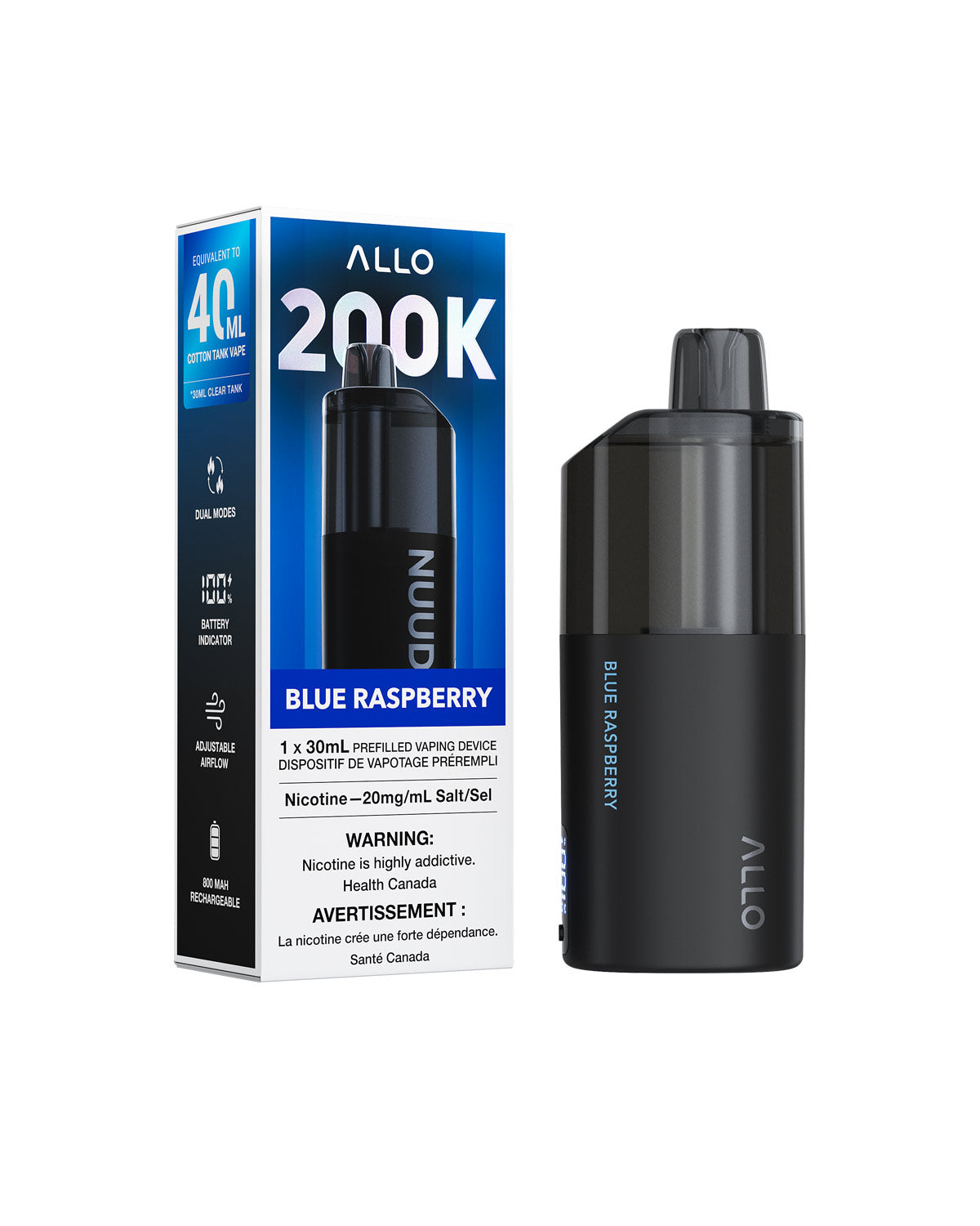 Blue Raspberry Allo NUUD 200K Disposable Vapes, Allo Vape