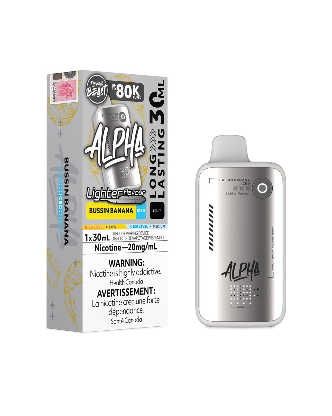 Bussin Banana Iced Flavour Beast Alpha 80K Light Disposable Vape, Flavour Beast Vape