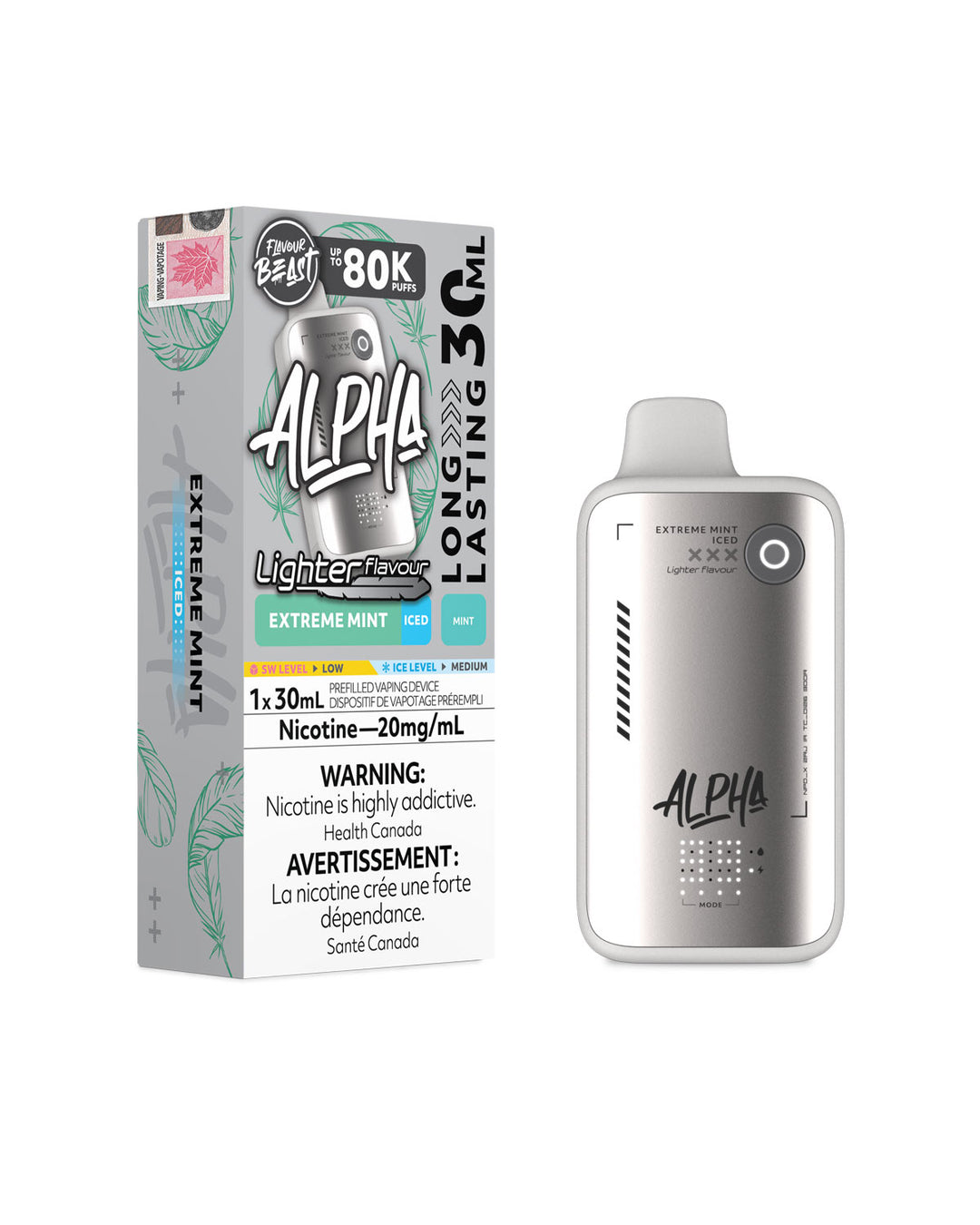 Extreme Mint Iced Flavour Beast Alpha 80K Light Disposable Vape, Flavour Beast Vape