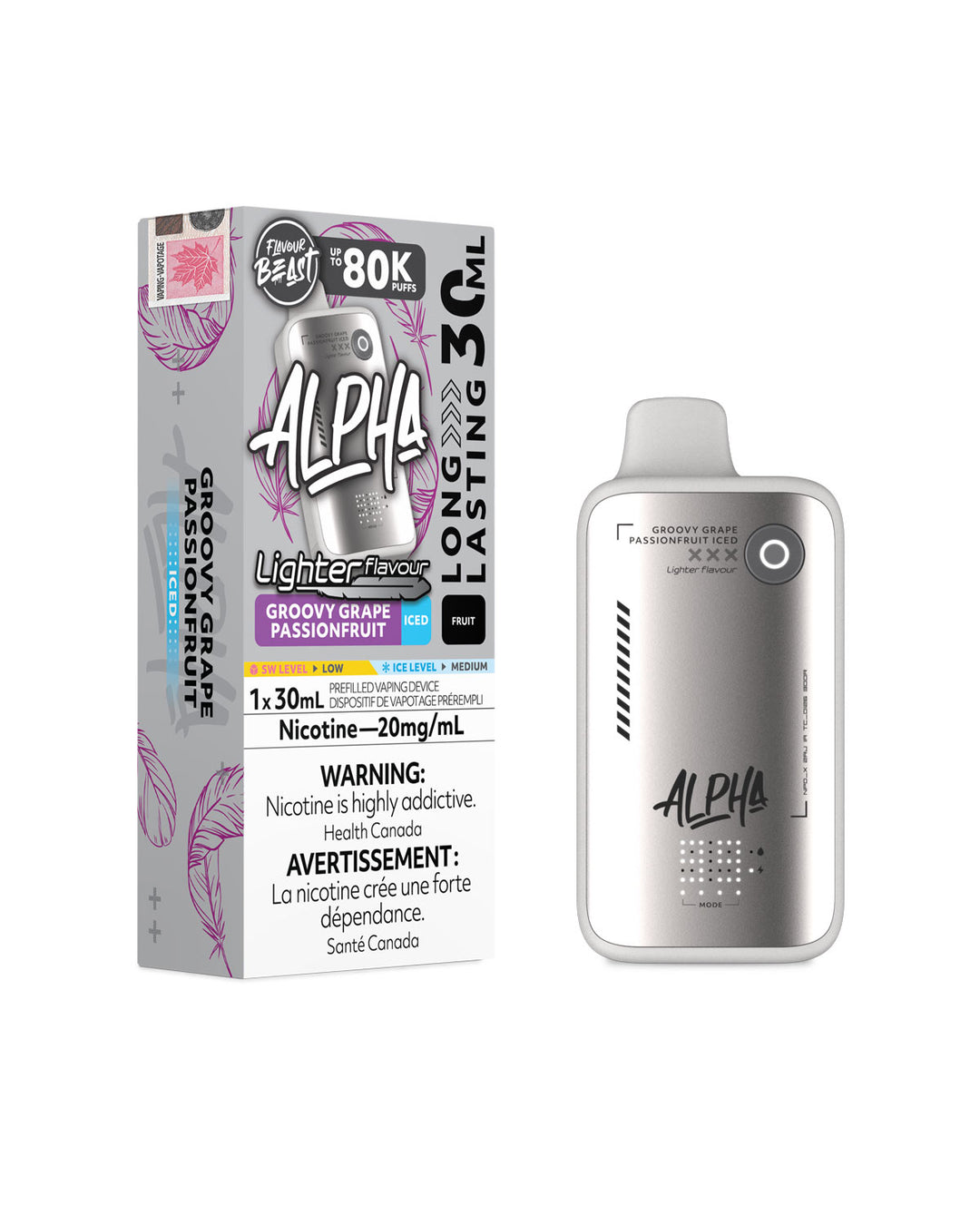 Groovy Grape Passionfruit Iced Flavour Beast Alpha 80K Light Disposable Vape, Flavour Beast Vape