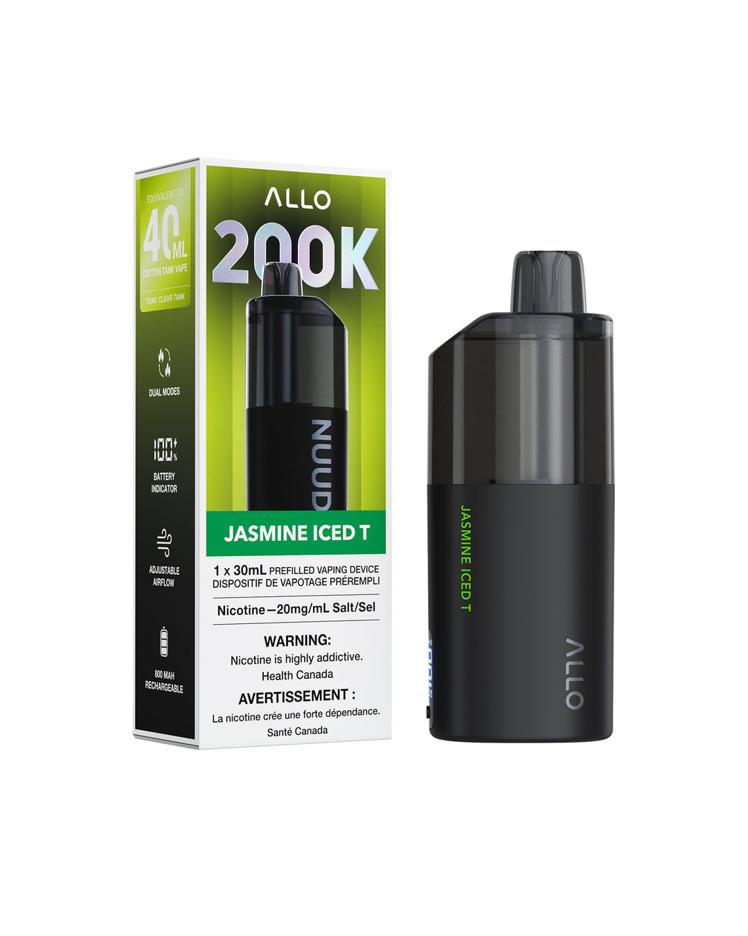 Jasmine Iced T Allo NUUD 200K Disposable Vapes, Allo Vape