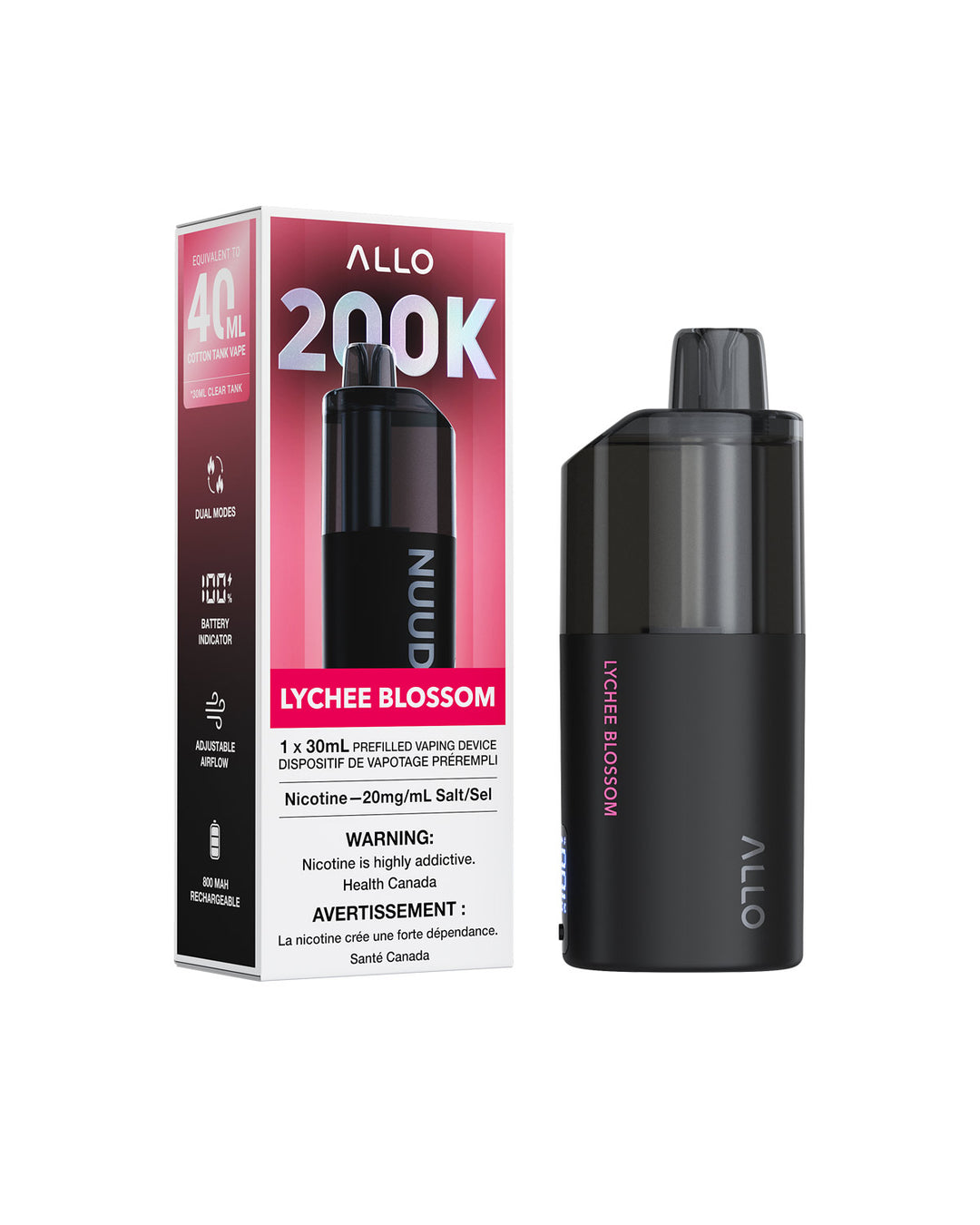 Lychee Blossom Allo NUUD 200K Disposable Vapes, Allo Vape