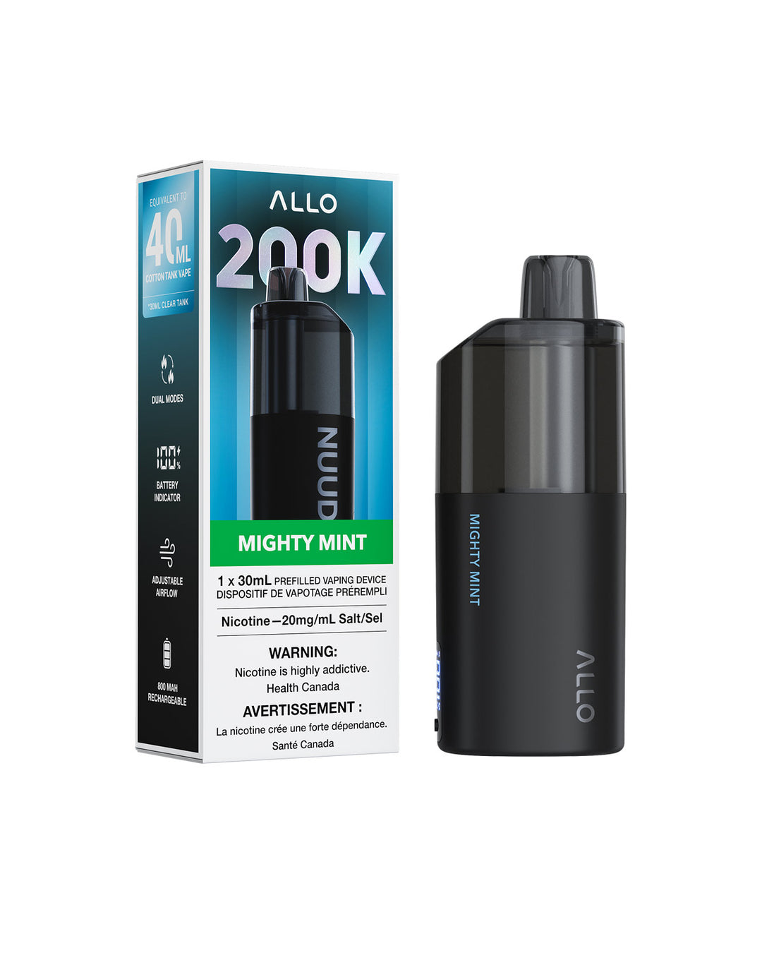 Mighty Mint Allo NUUD 200K Disposable Vapes, Allo Vape