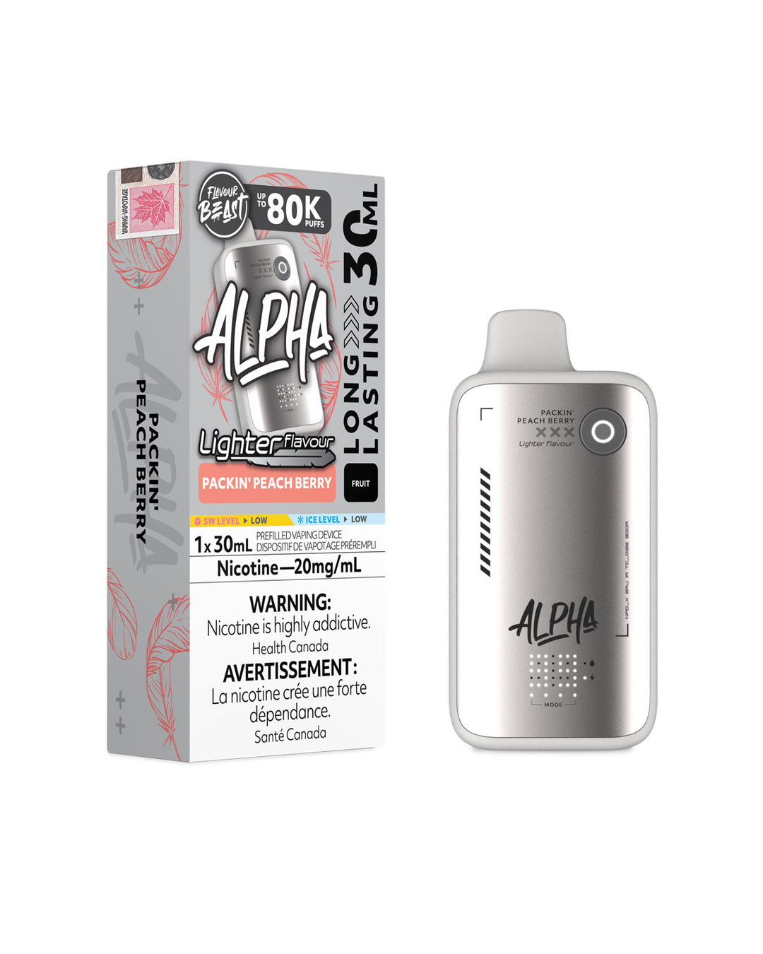 Packin Peach Berry Flavour Beast Alpha 80K Light Disposable Vape, Flavour Beast Vape