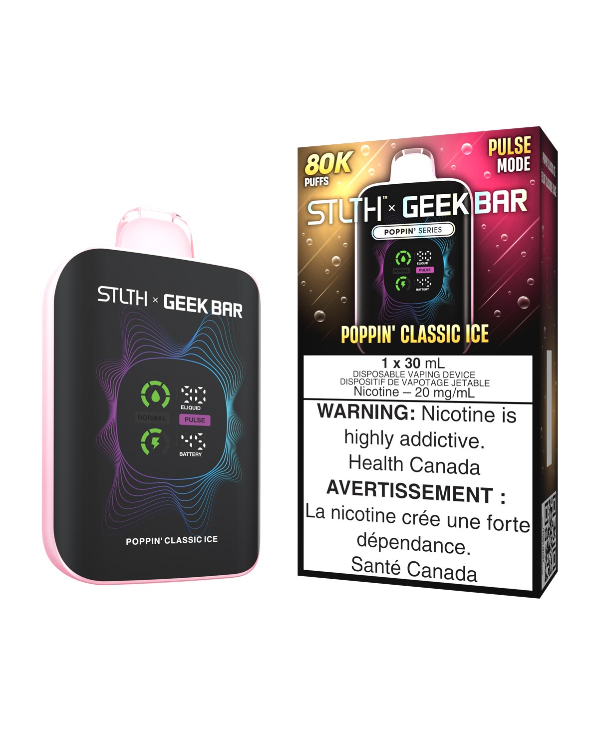Poppin Classic Ice STLTH x Geek Bar 80K Disposable Vape, Geekbar Vape