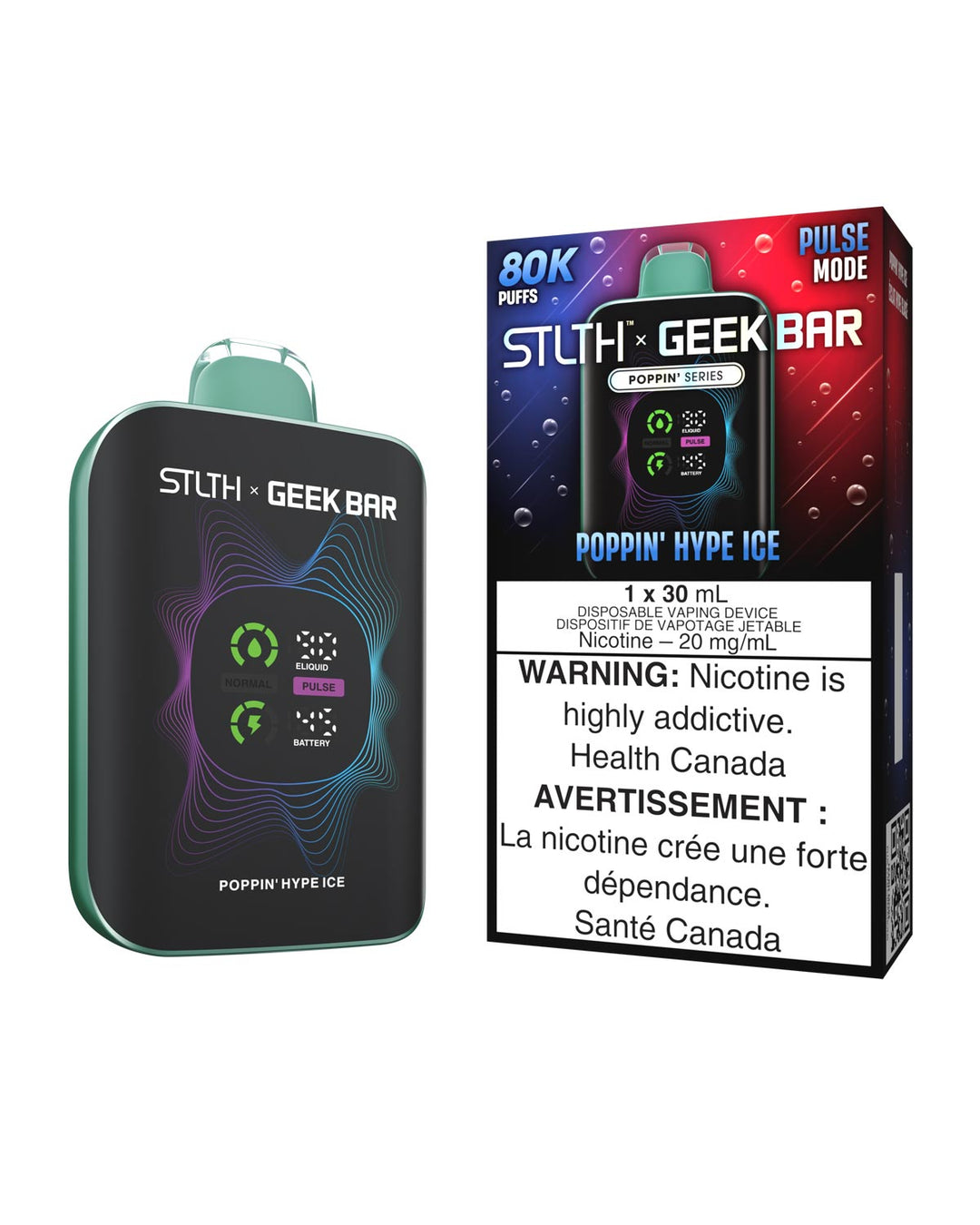 Poppin Hype Ice STLTH x Geek Bar 80K Disposable Vape, Geekbar Vape