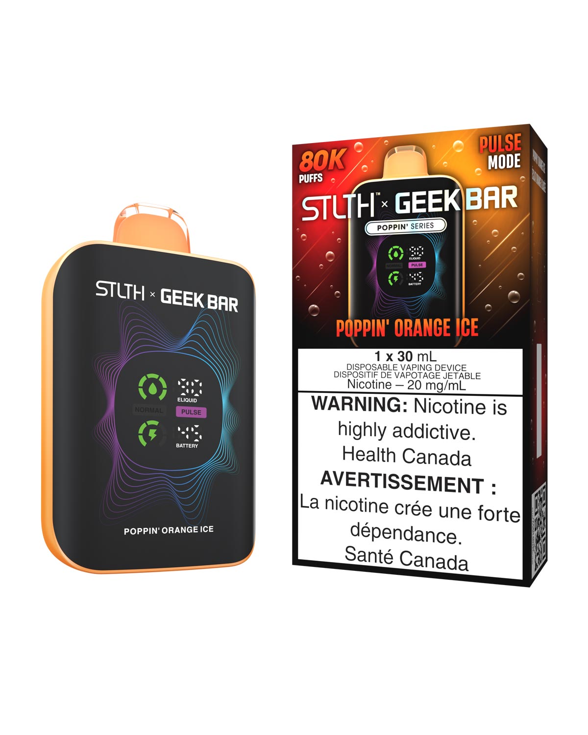 Poppin Orange Ice STLTH x Geek Bar 80K Disposable Vape, Geekbar Vape