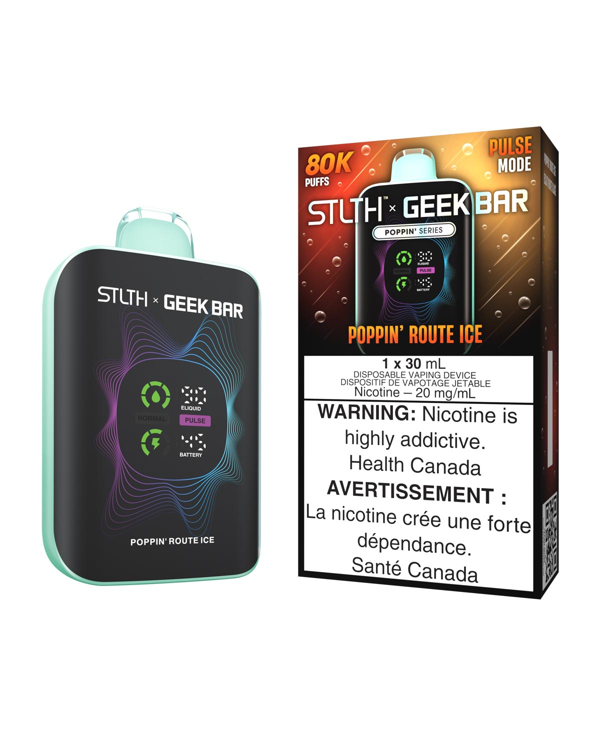 Poppin Route Ice STLTH x Geek Bar 80K Disposable Vape, Geekbar Vape