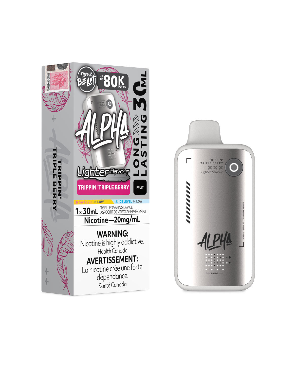 Trippin Triple Berry Flavour Beast Alpha 80K Light Disposable Vape, Flavour Beast Vape