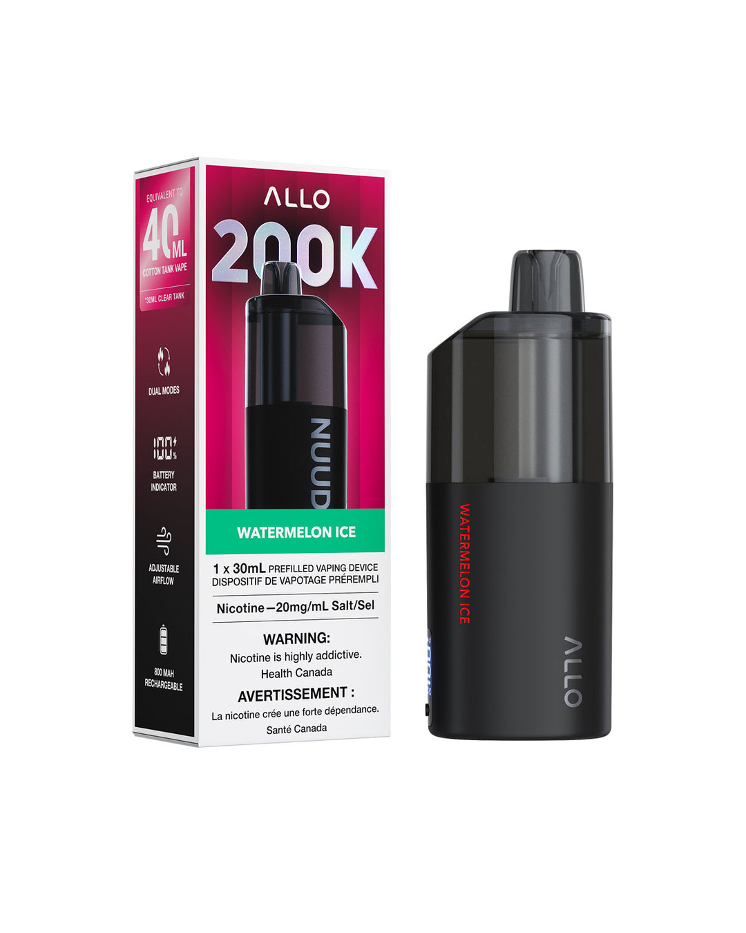 Watermelon Ice Allo NUUD 200K Disposable Vapes, Allo Vape