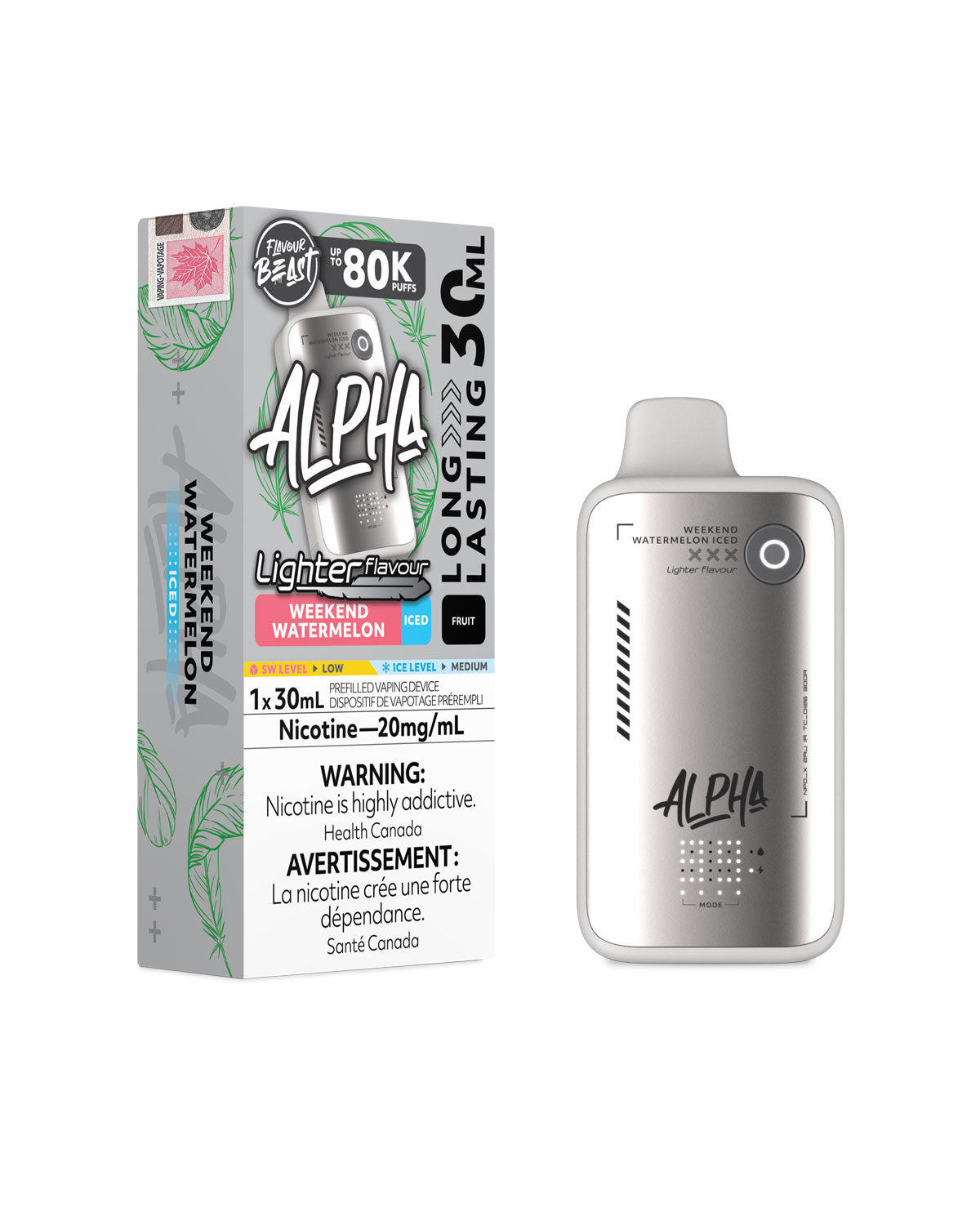 Weekend Watermelon Iced Flavour Beast Alpha 80K Light Disposable Vape, Flavour Beast Vape