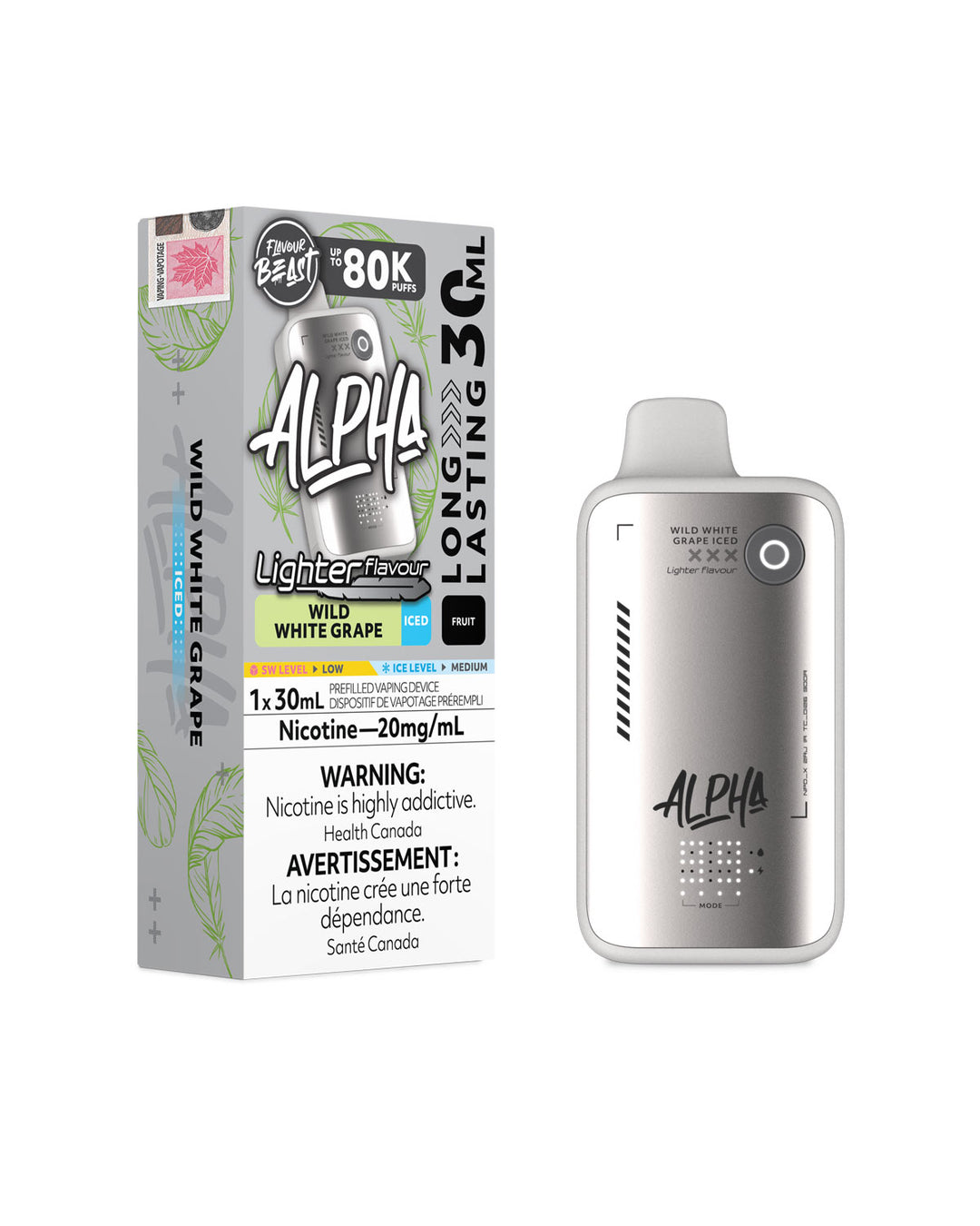 Wild White Grape Iced Flavour Beast Alpha 80K Light Disposable Vape, Flavour Beast Vape