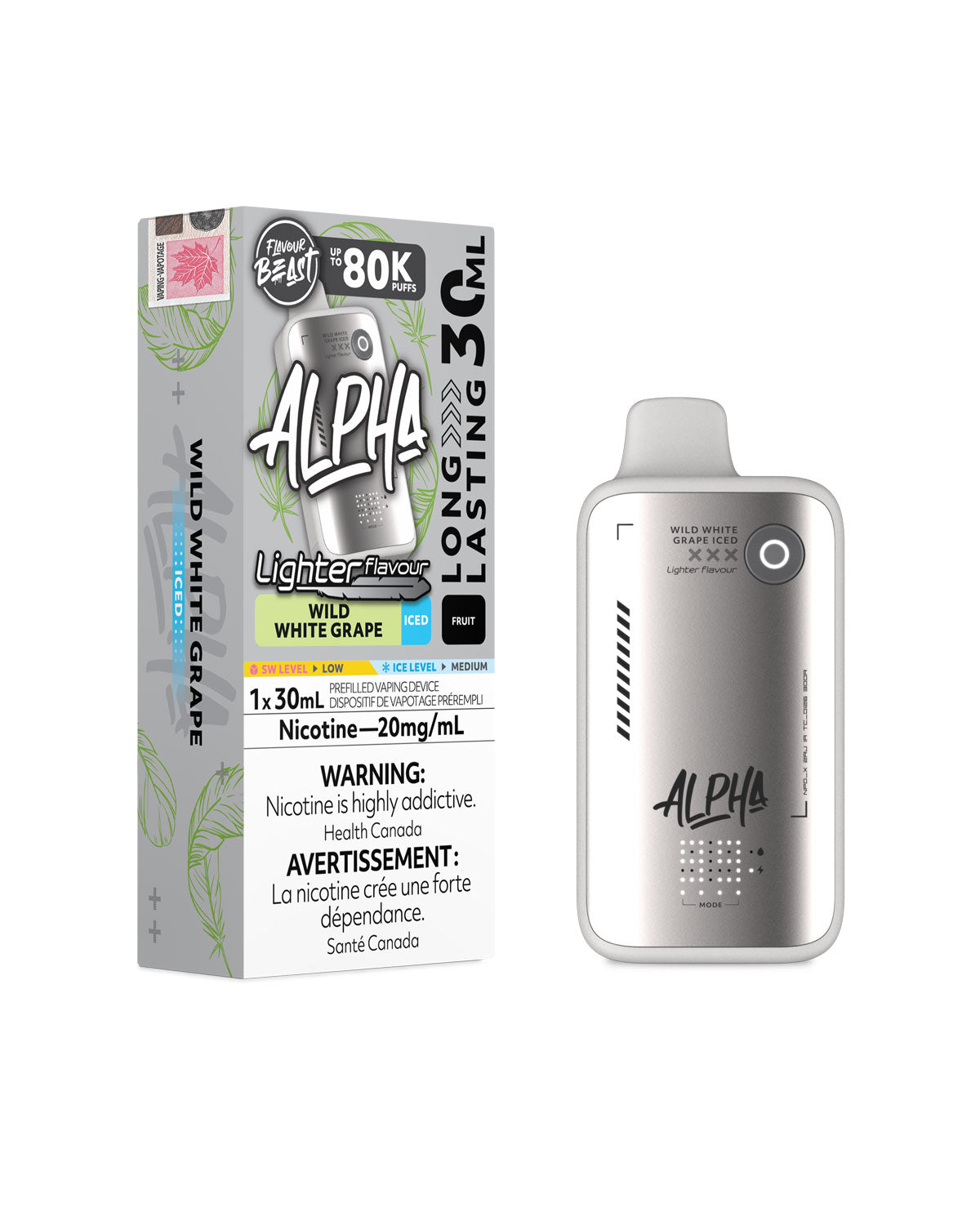Wild White Grape Iced Flavour Beast Alpha 80K Light Disposable Vape, Flavour Beast Vape