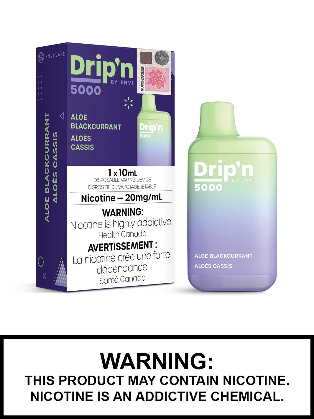 Aloe Blackcurrant Drip'n by ENVI Disposable Vape, ENVI 5000, Vape360 Canada