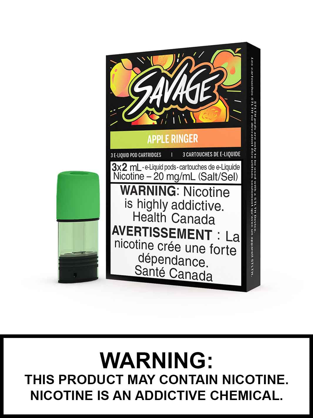 Apple Ringer Savage STLTH Pods Canada, Apple Peach eJuice, Vape360