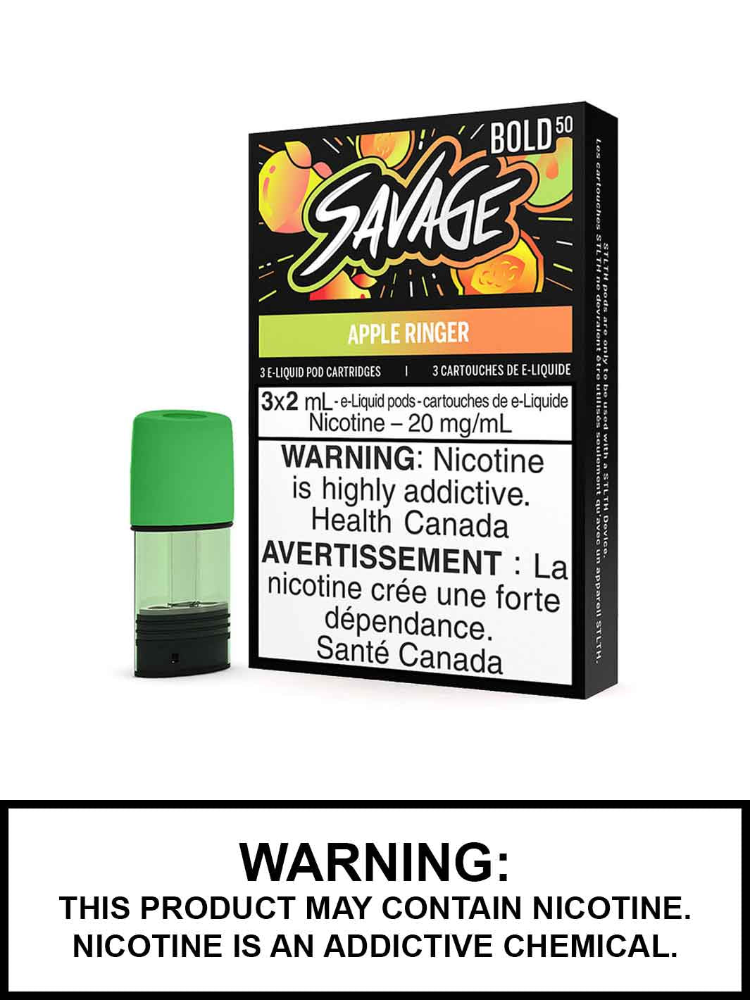 Apple Ringer Savage STLTH Pods Bold 50 Canada, Apple Peach eJuice, Vape360