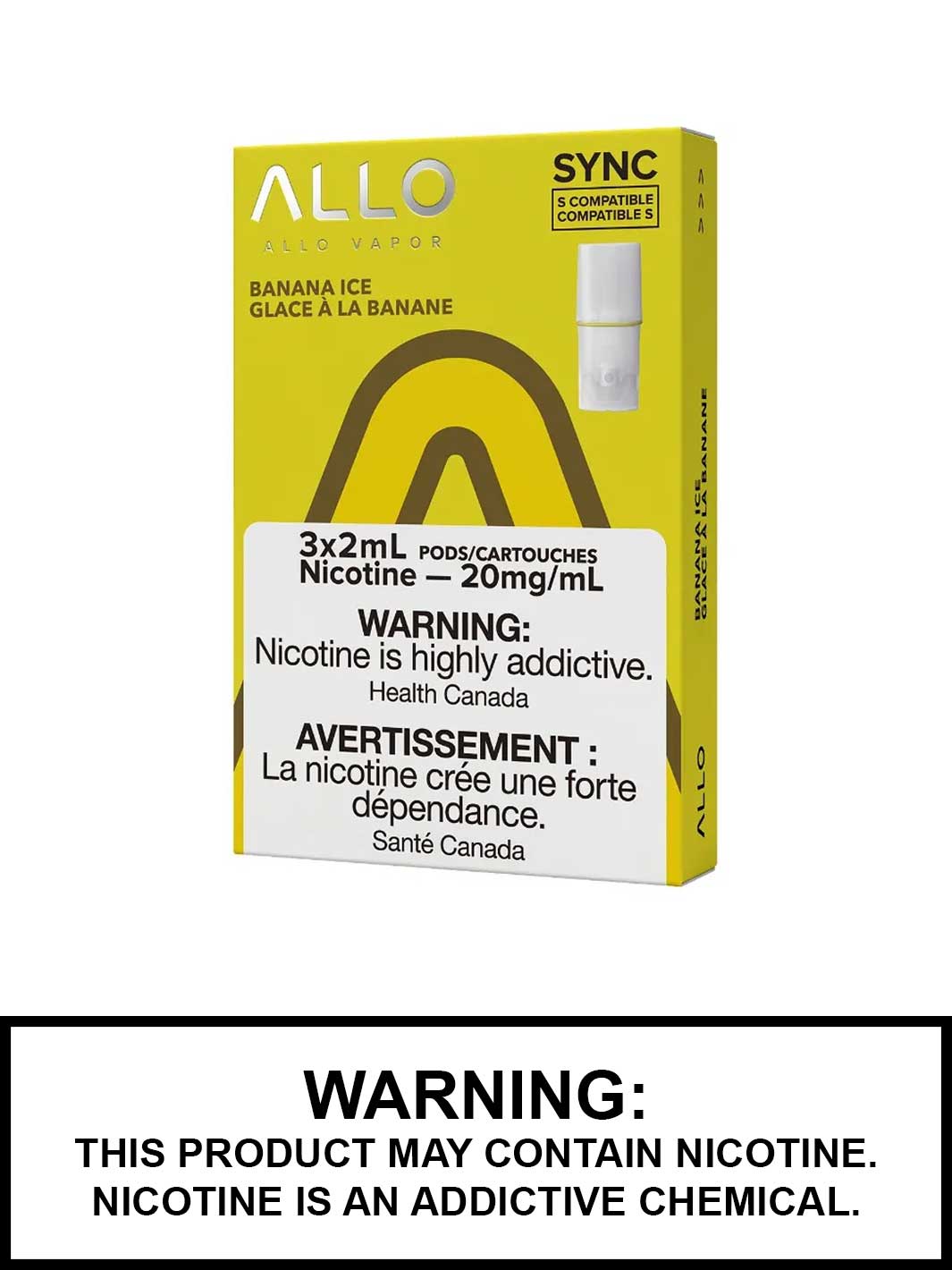 Banana Ice Allo Pods, Allo Sync Pods,  STLTH Compatible Pods, Vape360 Canada