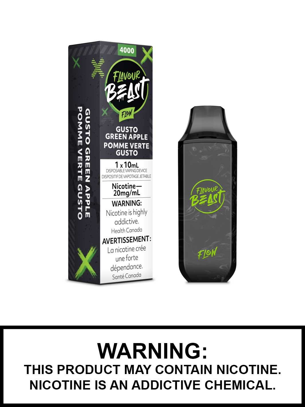 Vape jetable Gusto saveur pomme verte Beast Flow Vape jetable Gusto saveur pomme verte Beast Flow