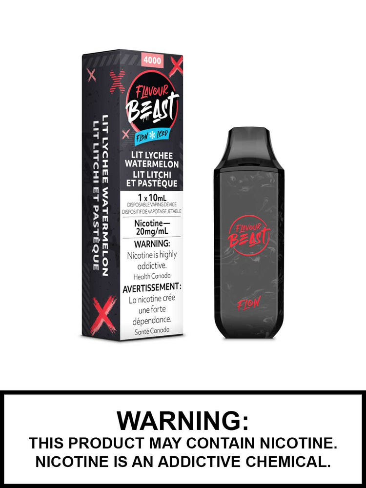 Flavour Beast Flow Disposable Vapes, Lit Lychee Watermelon Iced Vape Juice, Vape360 Canada