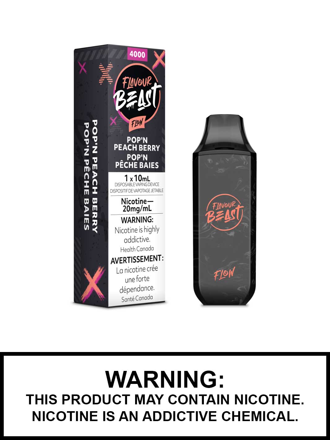 Flavour Beast Flow Disposable Vapes, Packin' Peach Berry Vape Juice, Vape360 Canada