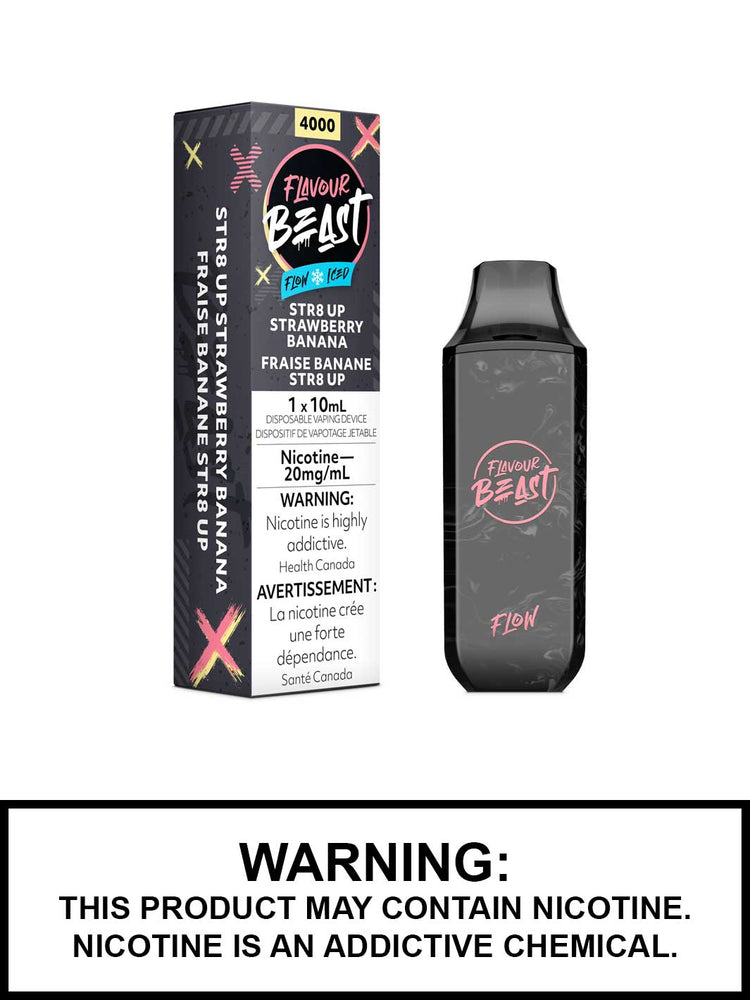 Flavour Beast Flow Disposable Vapes, Str8 Up Strawberry Banana Iced Vape Juice, Vape360 Canada