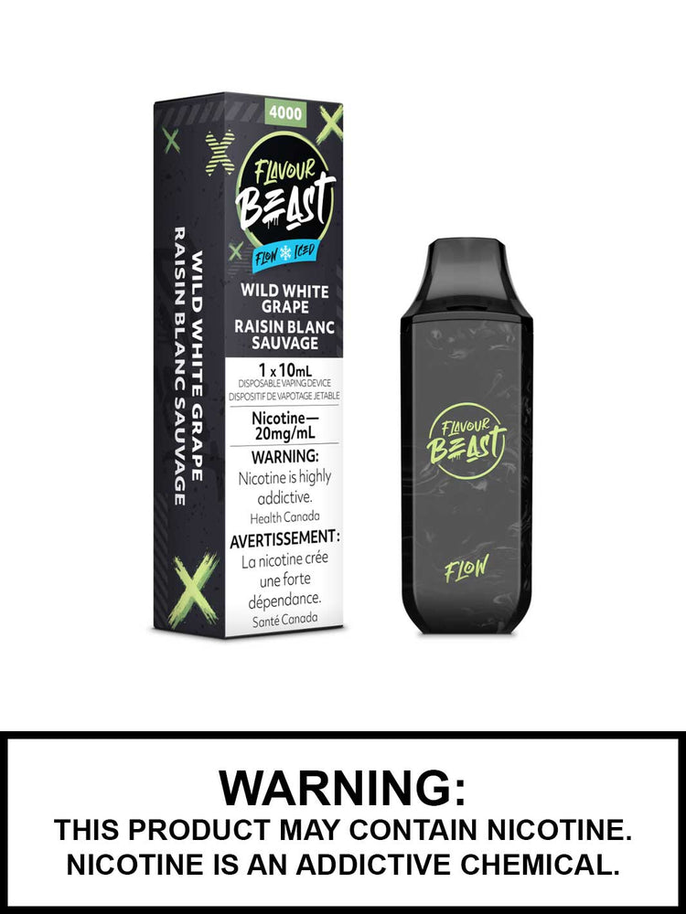 Flavour Beast Flow Disposable Vapes, Wild White Grape Iced Vape Juice, Vape360 Canada