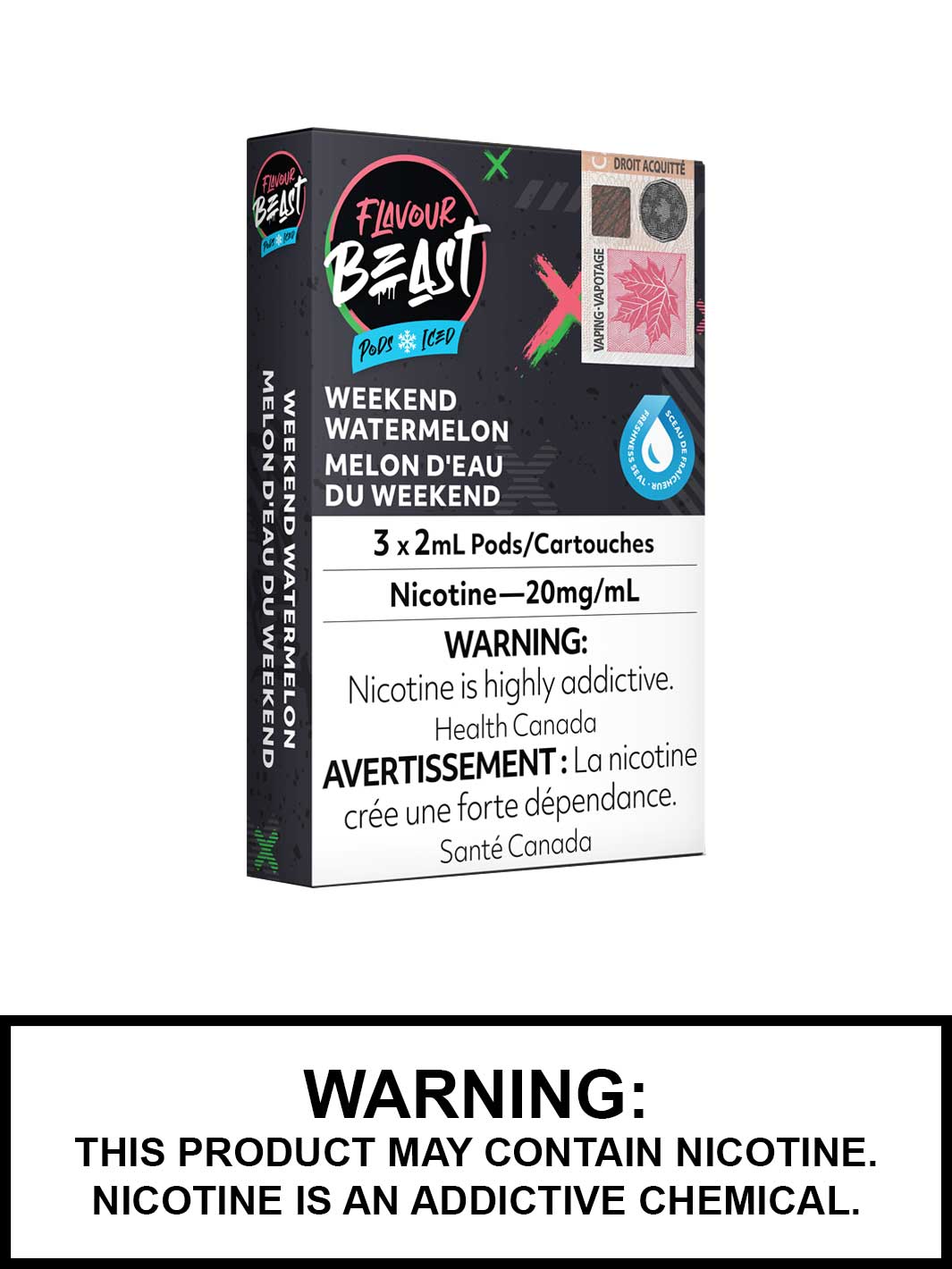 Weekend Watermelon Iced Flavour Beast Pods, STLH Compatible Pods, Vape360 Canada