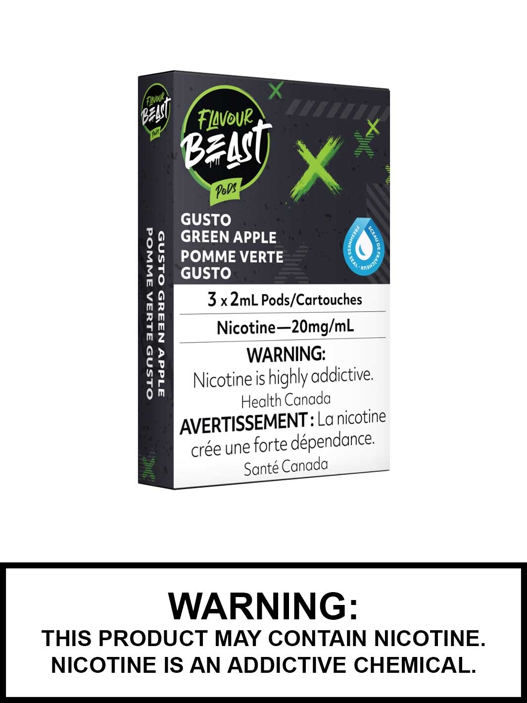 Gusto Green Apple Flavour Beast Pods, STLH Compatible Pods, Vape360 Canada