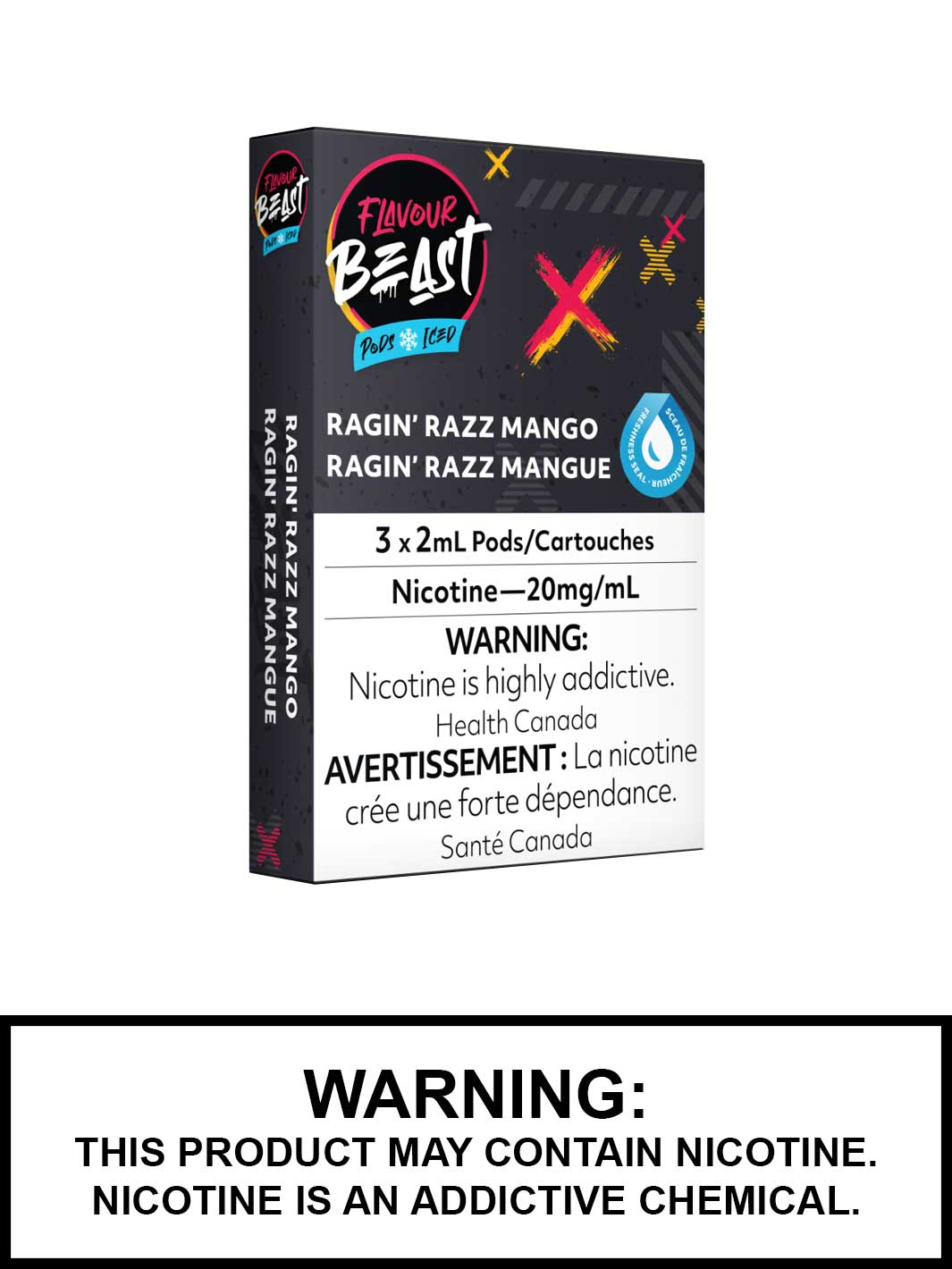Flavour Beast Allo Pods, Ragin' Razz Mango Iced Pods, STLTH Compatible Pods, Vape360