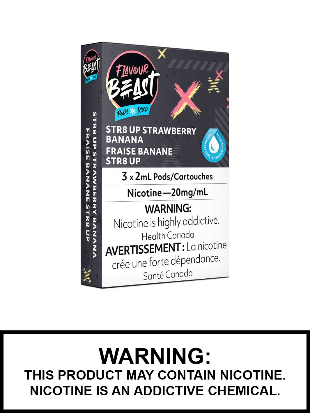 Str8 Up Strawberry Banana Iced Flavour Beast Pods, STLH Compatible Pods, Vape360 Canada