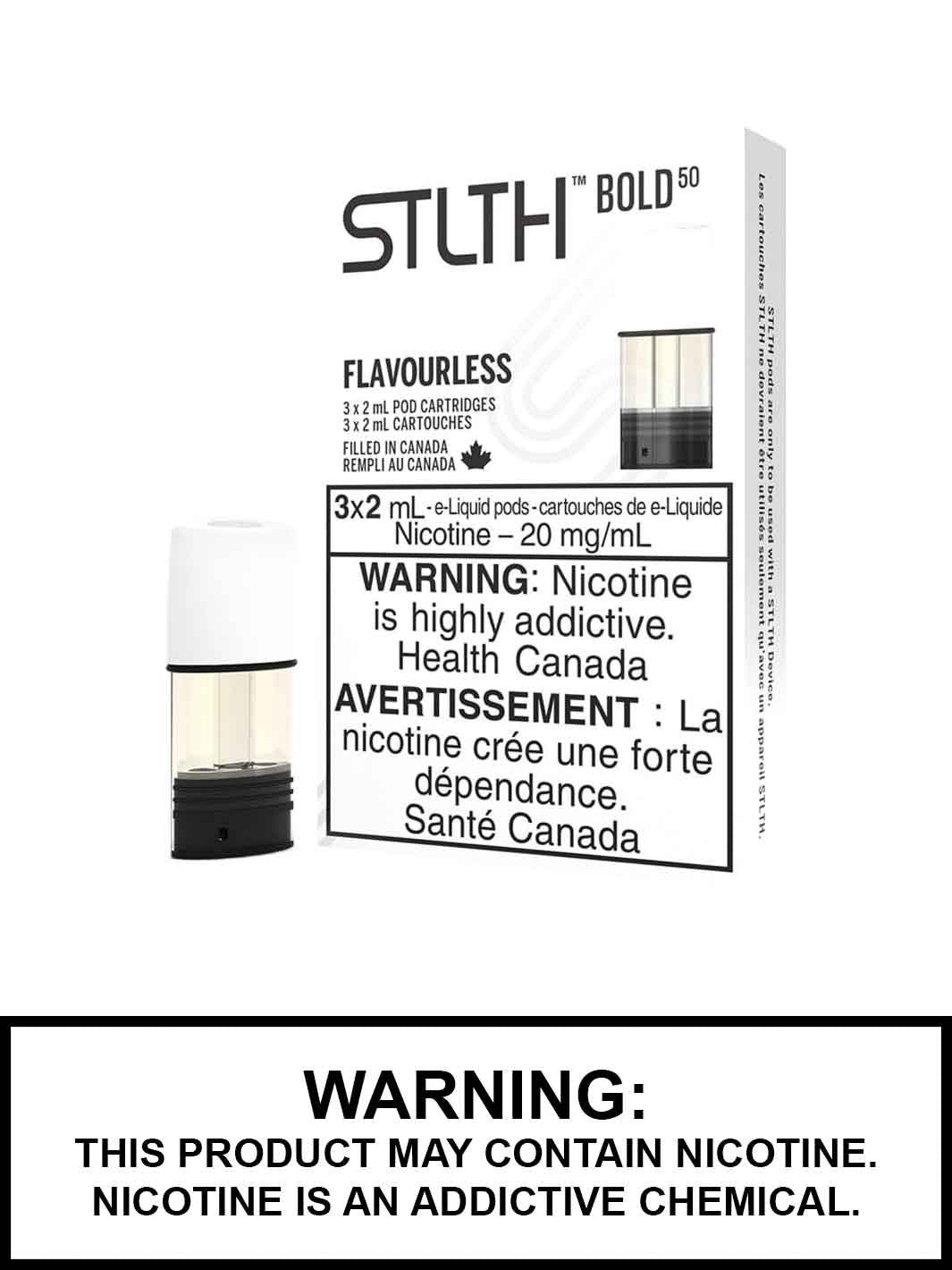 Flavourless Bold 50 STLTH Pods Canada, Flavourless eJuice, Vape360