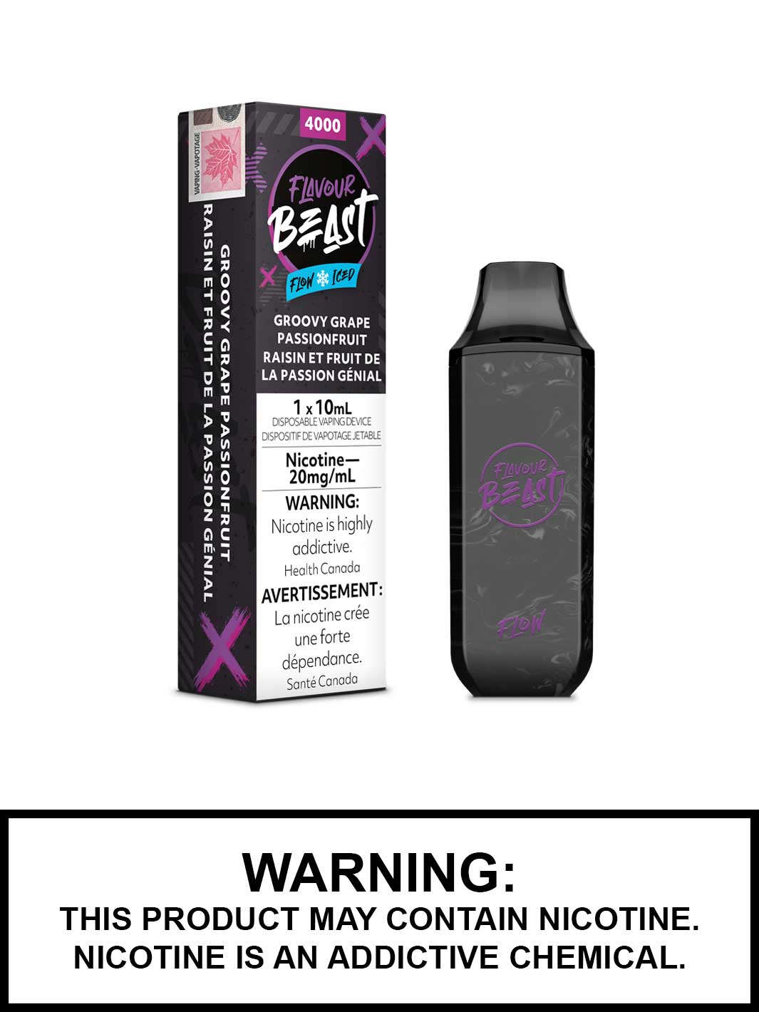 Groovy Grape Passionfruit Iced Flavour Beast Flow Disposable Vape, Flavour Beast Vape, Vape360