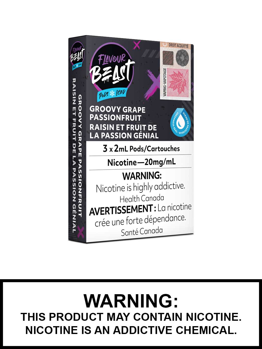 Groovy Grape Passionfruit Iced Flavour Beast Pods, STLH Compatible Pods, Vape360 Canada
