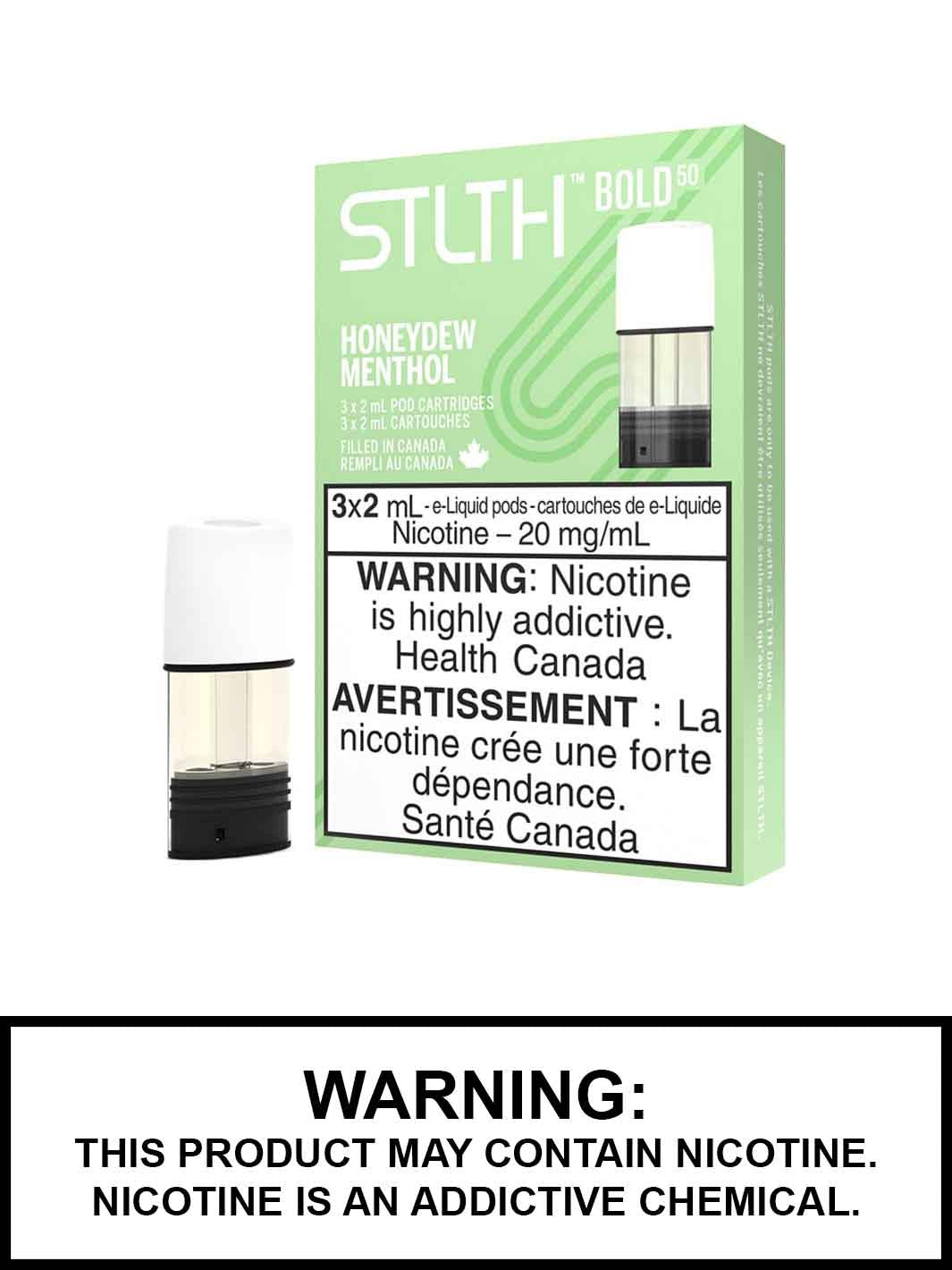 Honeydew Menthol Bold 50 STLTH Pods, Melon Mint eJuice, Vape360 Canada