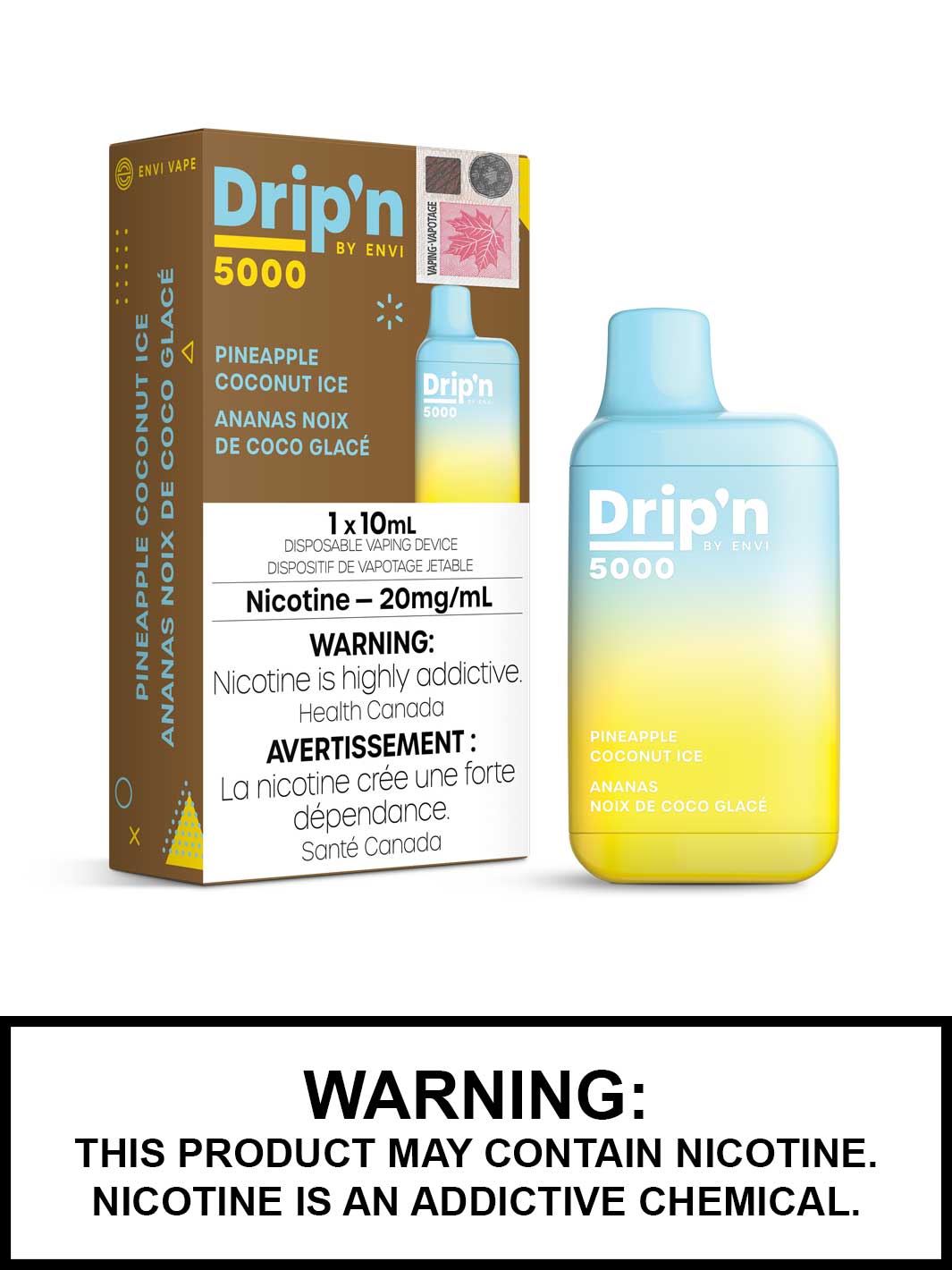 Pineapple Coconut Ice Drip'n by ENVI Disposable Vape, ENVI 5000, Vape360 Canada