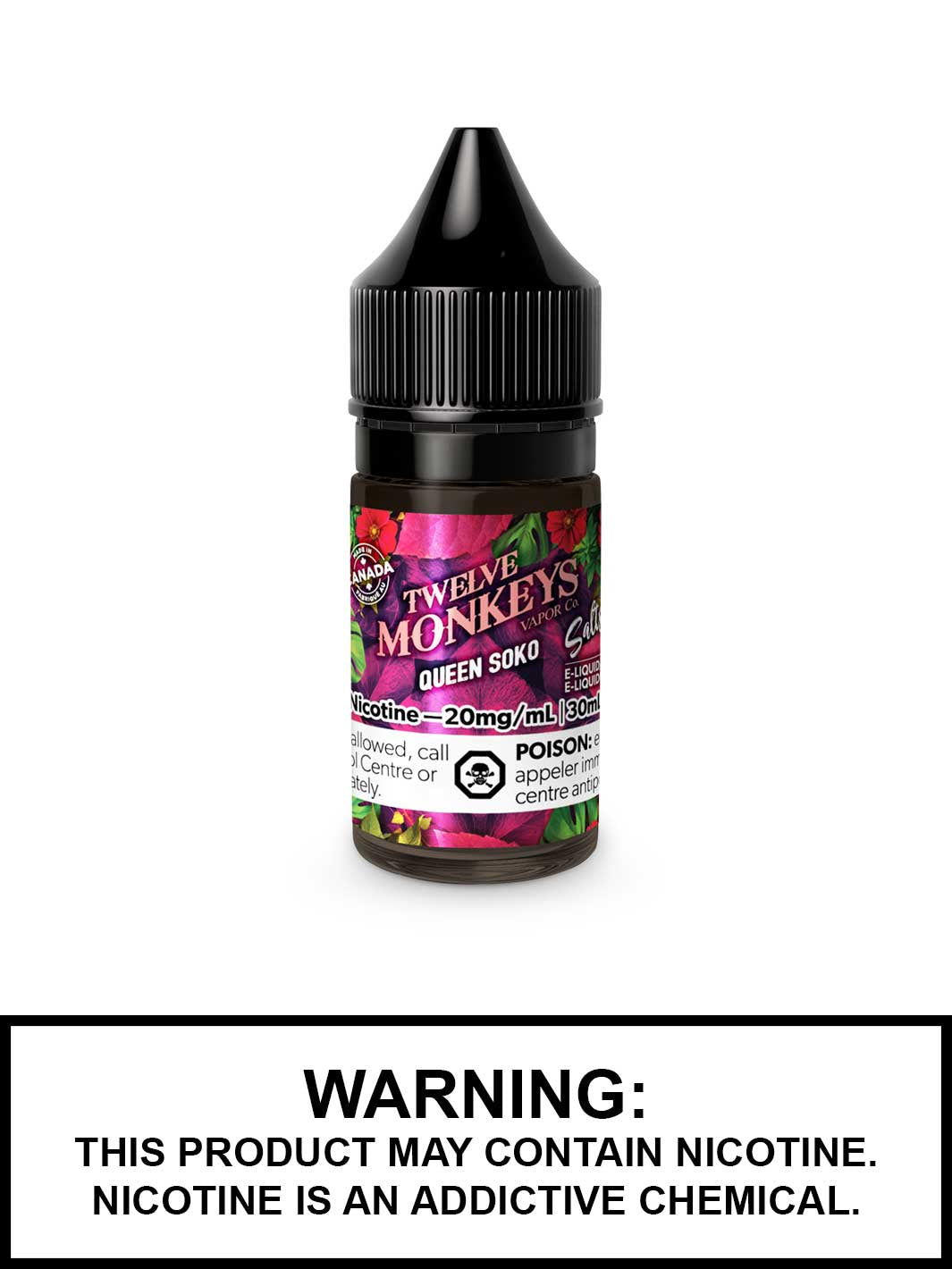 Queen Soko Nic Salt by Twelve Monkeys Vapor, Strawberry Lemon Citrus eJuice, Vape360 Canada