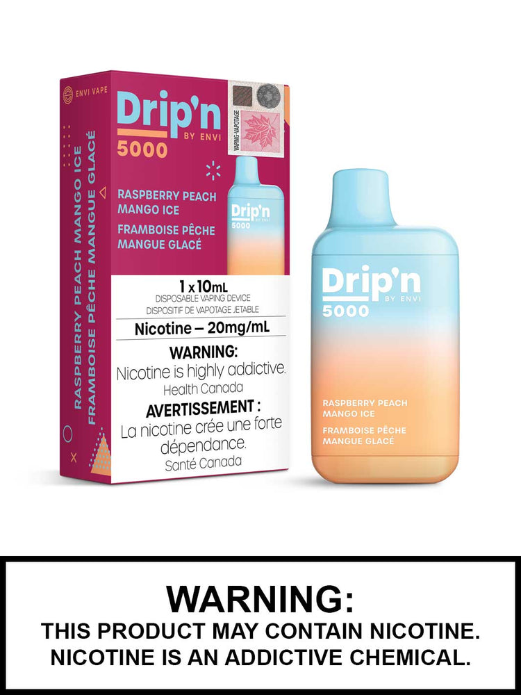 Raspberry Peach Mango Ice Drip'n by ENVI Disposable Vape, ENVI 5000, Vape360 Canada