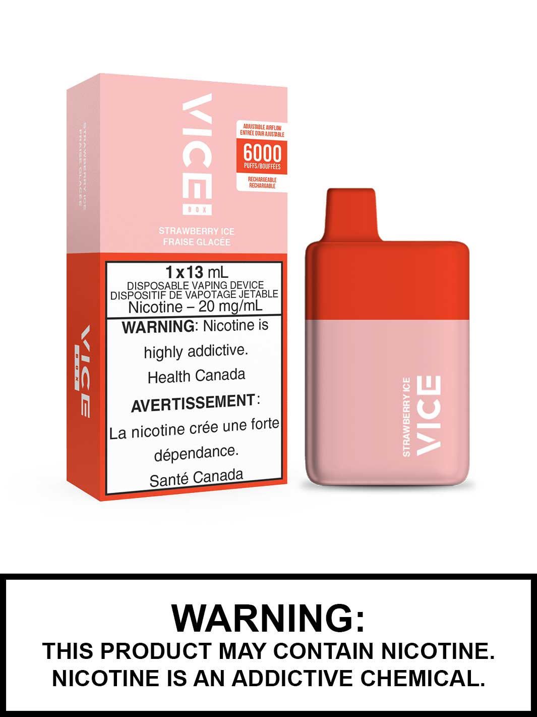 Vice Vape Strawberry Ice Vice Box Disposable Vape Canada, Vape360