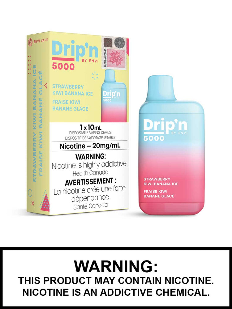 Strawberry Kiwi Banana Ice Drip'n by ENVI Disposable Vape, ENVI 5000, Vape360 Canada