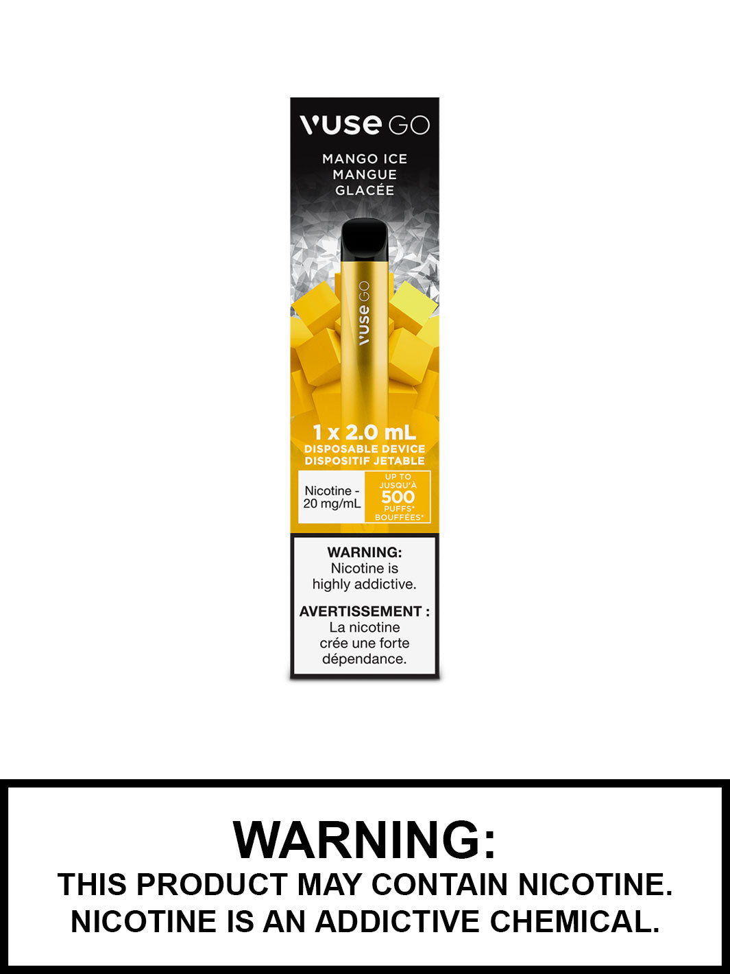 Vuse Go Disposable Vapes, Mango Ice Vape Juice, 500 Puffs, Vape360 Canada
